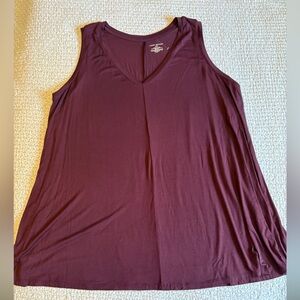 Lane Bryant Maroon V-Neck Tank Top